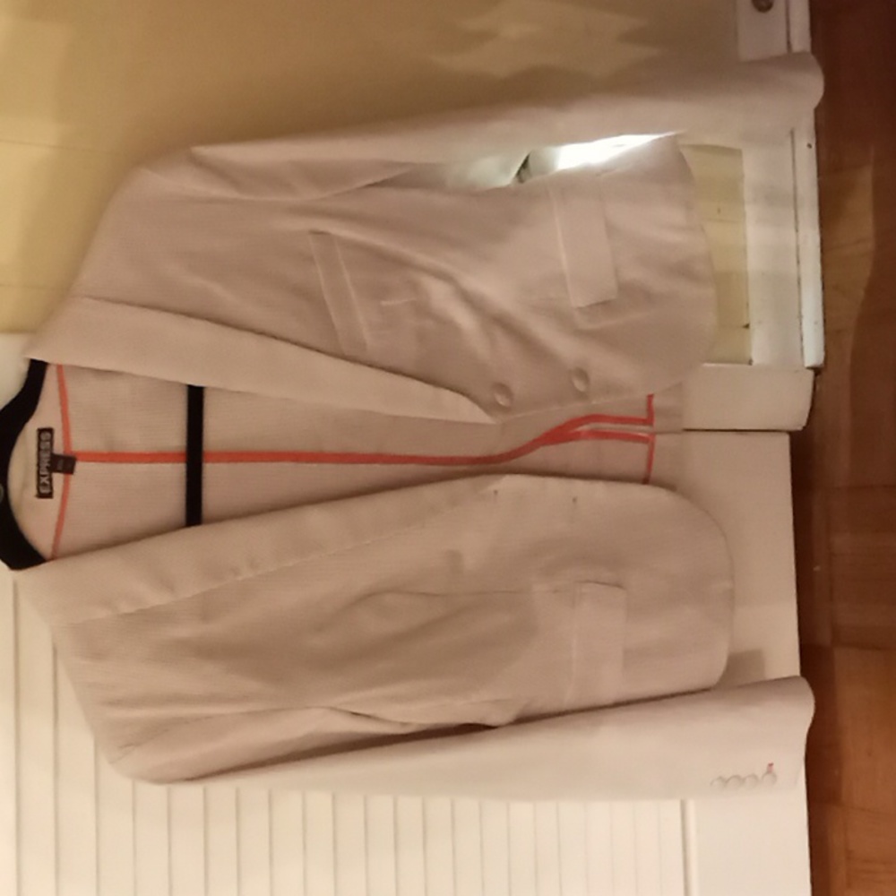 Express beige and white pinstripe blazer